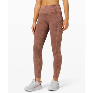 LULULEMON Fast and Free Tight II 25" Ice Dye Ice Wash Brown Earth Size 4